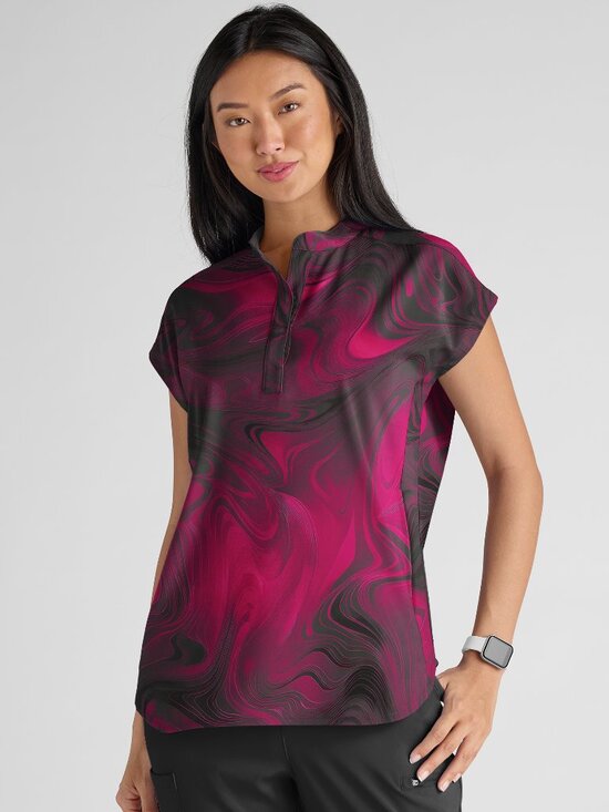 Easy Stretch Tops - *NWT* Easy Stretch Dreamy Waves 2-Pocket Women's Dolman Sleeve Printed Scrub Top
